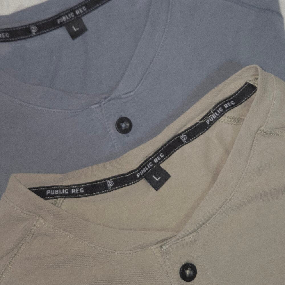 Bundle of 2 Public Rec Mens Large Henley T Shirt Pima Cotton Performance Tee